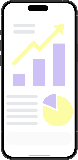 In einem Handy wird eine Grafik gezeigt, welche Wachstum darstellt.